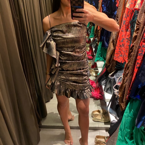 zara gold metallic dress